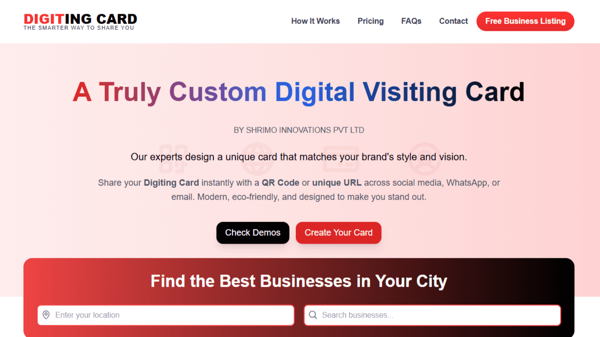 Digiting Card Digital Profile Demo preview