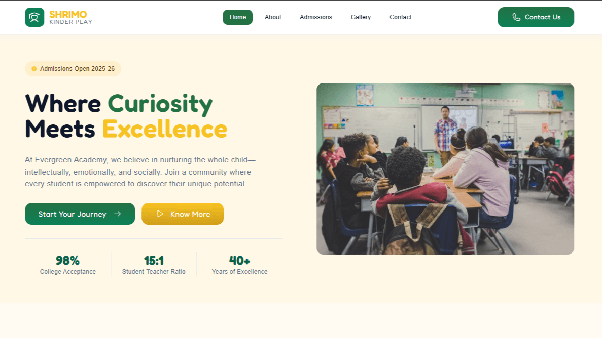 Kinder Play School Website Demo preview