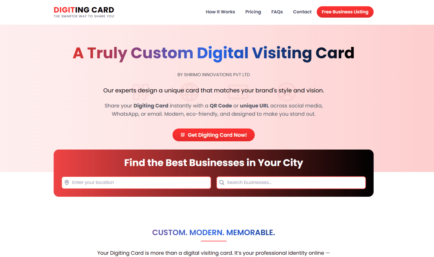 Digiting Card (Digital Visiting Card) - Live Project