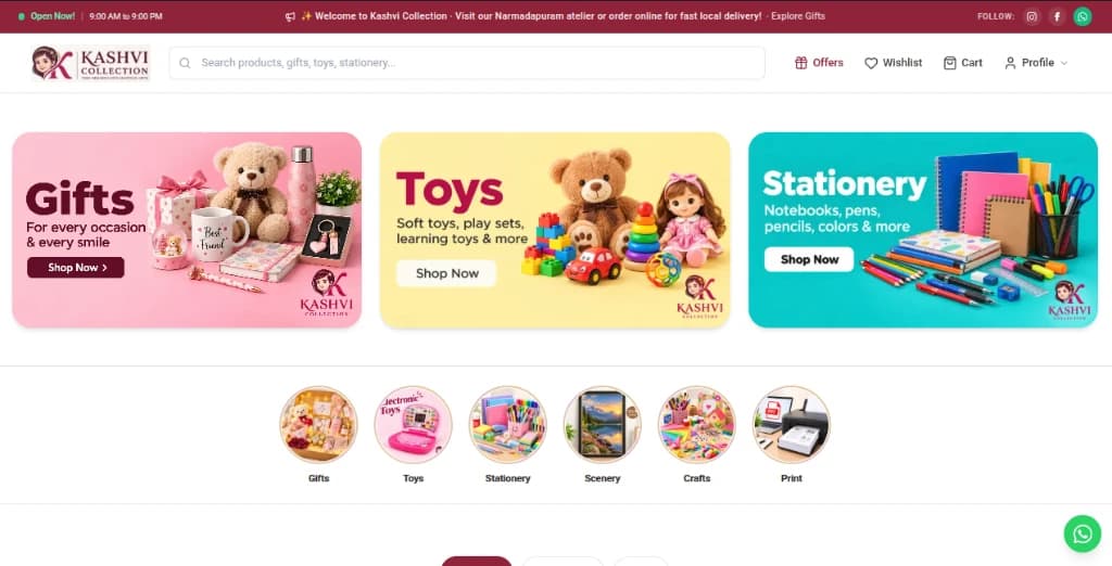 Kashvi Collection - Gifts, Toys & Stationery E-Commerce Platform Kashvi Collection - Gifts, Toys & Stationery E-Commerce Platform