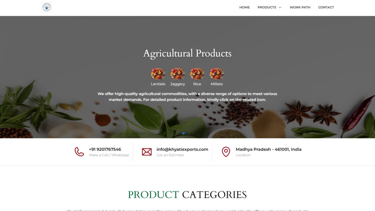 Khyati Exports Client Website preview Khyati Exports Client Website